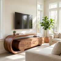 Curved Profile TV Console With Elevated Display Shelf