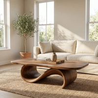 Organic Curved Base Coffee Table For Modern Living