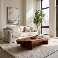 Live Edge Coffee Table Organic Solid Wood Rustic Design