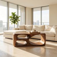 Contemporary Sculptural Coffee Table With Interlocking Base