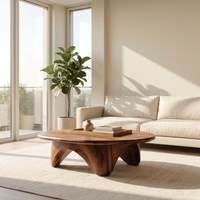 Organic Coffee Table With Carved Base