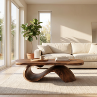 Organic Wooden Coffee Table With Sculptural Base