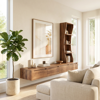 Geometric Floating TV Console With Vertical Shelving
