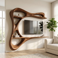 Carved Frame TV Console with Integrated Display Shelves