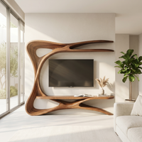 Organic Sculptural Frame TV Stand with Integrated Shelving