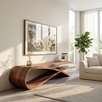 Sculptural Solid Wood TV Stand with Floating Shelves
