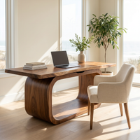 Live Edge Solid Wood Executive Desk Curved Base