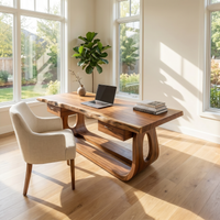 Solid Wood Writing Desk with Live Edge for Luxury Workspace Desk