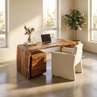 Executive Desk With Drawer Pedestal Solid Wood Luxury