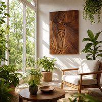 Jesus Face Wood Wall Art Square Sculptural Panel