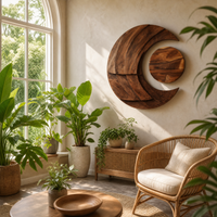 Multi-layered Crescent Moon Wood Wall Art - Sculptural Statement Piece