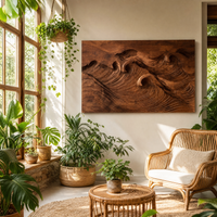 Carved Solid Wood Wave Wall Sculpture - Handcrafted Statement Art