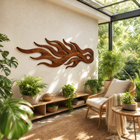 Hand-Carved Solid Wood Flame Wall Art Abstract Organic Sculpture