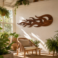 Solid Wood Flame Wall Sculpture - Abstract Organic Shape