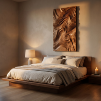Carved Solid Wood Wave Wall Art Sculpture - Handcrafted Statement Art