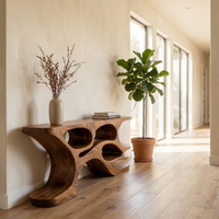 Cutout Shelf Solid Wood Console Table Artistic Display Console