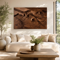Carved Solid Wood Wave Wall Sculpture - Handcrafted Statement Art