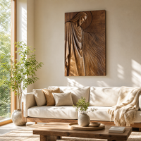 Jesus Profile Wood Wall Art Vertical Relief Carving