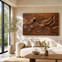 Sculptural Carved Solid Wood Wave Wall Art - Organic Modern