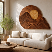 Modern Forest Mountain Sun Wood Wall Art - Layered Landscape Panel
