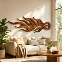 Hand-Carved Solid Wood Flame Wall Art Abstract Organic Sculpture
