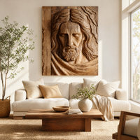 Jesus Cross Wood Wall Art Religious Sculptural Panel