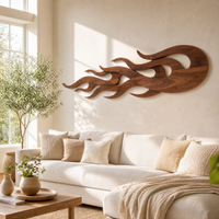 Solid Wood Flame Wall Sculpture - Abstract Organic Shape
