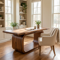 Live Edge Solid Wood Executive Desk Curved Base