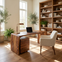 Executive Desk With Drawer Pedestal Solid Wood Luxury