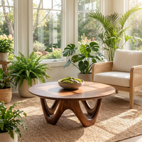 Sculptural Wood Coffee Table With Organic Curved Base
