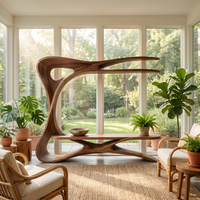 Organic Sculptural Frame TV Stand with Integrated Shelving