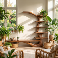 Tree-Inspired Vertical Shelving Media Console