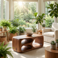 Contemporary Sculptural Coffee Table With Interlocking Base