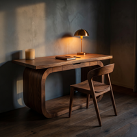 Live Edge Solid Wood Executive Desk Curved Base