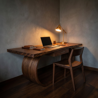 Classic Live Edge Study Desk with Side Drawers