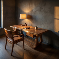 Solid Wood Writing Desk with Live Edge for Luxury Workspace Desk