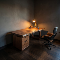 Solid Wood Computer Desk with Built-In File Cabinet