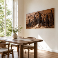 Rustic Forest Mountain Carved Wood Wall Art