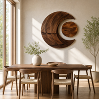 Multi-layered Crescent Moon Wood Wall Art - Sculptural Statement Piece