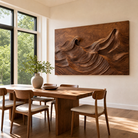 Sculptural Carved Solid Wood Wave Wall Art - Organic Modern