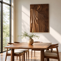 Jesus Profile Wood Wall Art Vertical Relief Carving