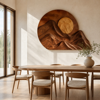 Modern Forest Mountain Sun Wood Wall Art - Layered Landscape Panel