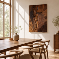 Jesus Face Wood Wall Art Square Sculptural Panel