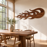 Solid Wood Flame Wall Sculpture - Abstract Organic Shape