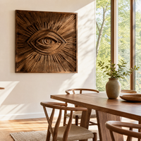 Eye Sunburst Wood Wall Art Square Sculptural Panel