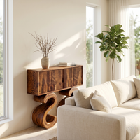 S-Shaped Solid Wood Console Table - Sculptural Entryway Storage