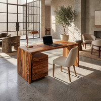 Executive Desk With Drawer Pedestal Solid Wood Luxury