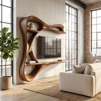 Carved Frame TV Console with Integrated Display Shelves