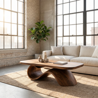 Organic Wooden Coffee Table With Sculptural Base