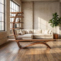 Contemporary Sculptural Storage TV Console with Vertical Shelving